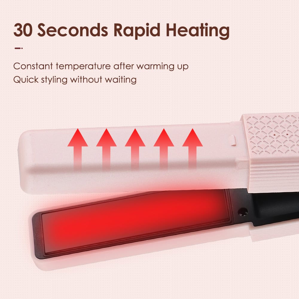Hair straightener with rapid heating for quick styling and heat retention for a perfect look. Suitable for all hair types, providing fast, professional results without waiting.