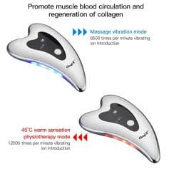 Wireless handheld massage tool for muscle blood circulation and collagen regeneration, offering vibration modes at 8500 and 12000 vibrations per minute. Suitable for skin tightening and muscle recovery.