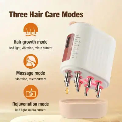 Optimum hair care machine with multiple modes including hair growth, massage, and rejuvenation using red light and microcurrent technology.