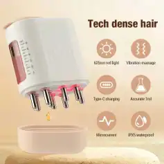 Optical skin rejuvenation tool with 625nm red light, vibration massage, Type-C charging, accurate 1ml serum delivery, microcurrent, and waterproof design.