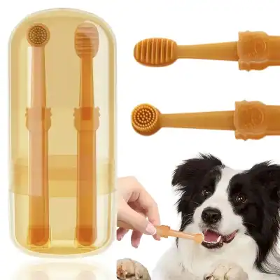Dog dental care brush for effective oral hygiene, pet toothbrush for healthy dog teeth, dental cleaning tools for dogs, dog toothbrush kit to prevent plaque and tartar buildup.