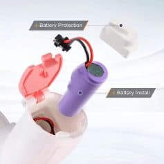 An image showing a battery compartment with protective cover, highlighting battery protection and easy installation for opt-related equipment, ensuring safety and reliability.