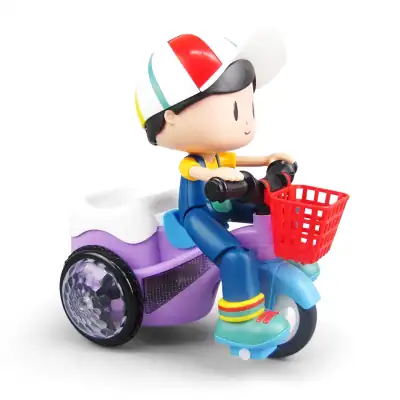 Colorful children's tricycle featuring a cartoon character, with a comfortable seat, safety features, and a front basket, ideal for outdoor play, promoting active fun and physical development.