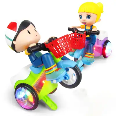 Colorful Kids' Ride-On Tricycle with LED Lights, Stable Design, and Music Features for Safe Outdoor Play and Fun Activities.