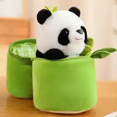 Adorable panda plush stuffed animal in a cushioned green case, perfect for kids and collectors. Soft and plush, ideal for cuddling, gifting, and decorative purposes.
