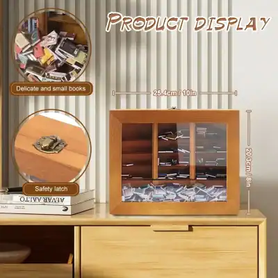 Optical Store Display Case with Glass Doors, Wooden Finish.