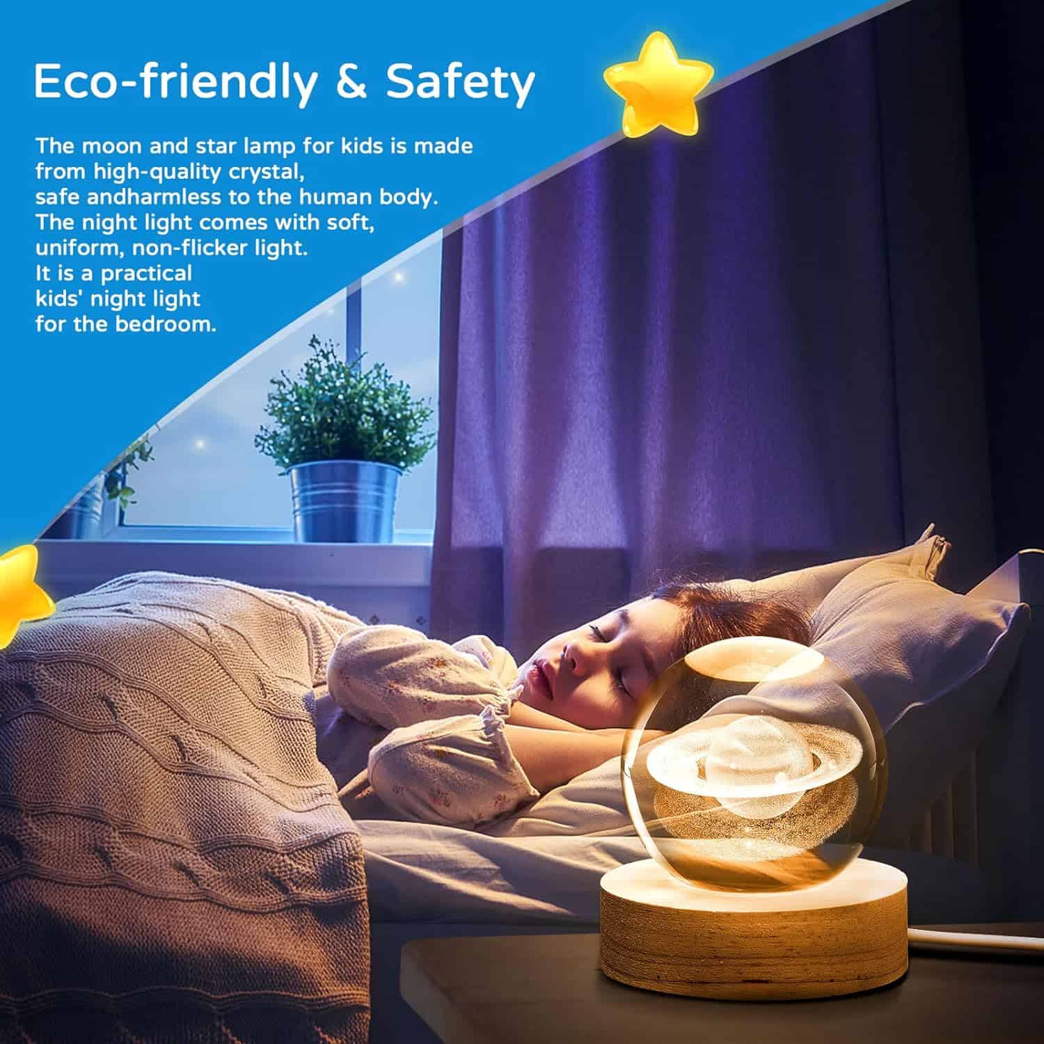 3D Moon & Planet Galaxy Crystal Ball LED Night Light - Image 3