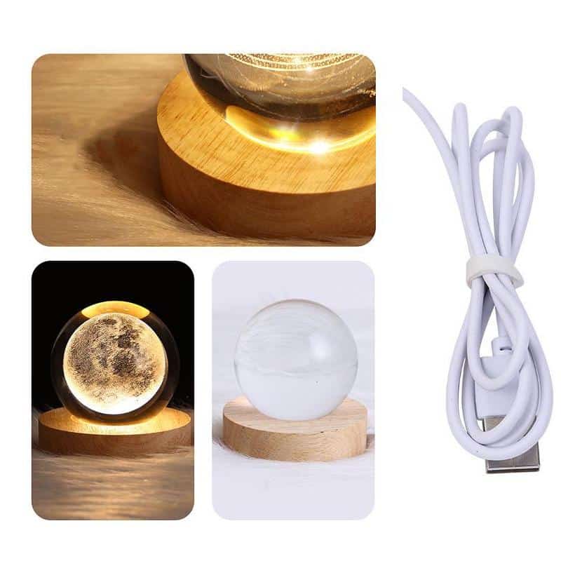 3D Moon & Planet Galaxy Crystal Ball LED Night Light - Image 6