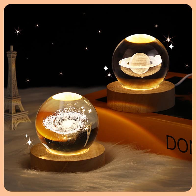 3D Moon & Planet Galaxy Crystal Ball LED Night Light - Image 4