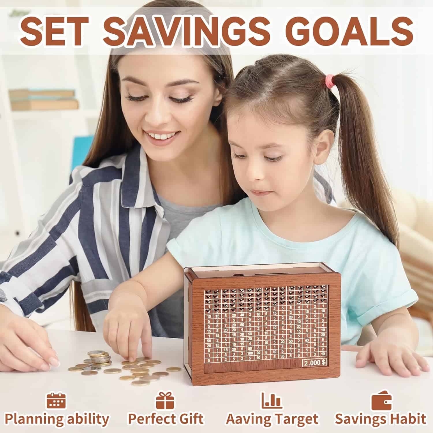 Wooden Money Bank with Smart Savings Counter - Image 2