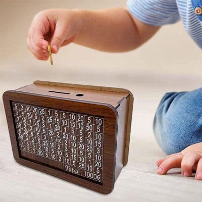 Wooden Money Bank with Smart Savings Counter