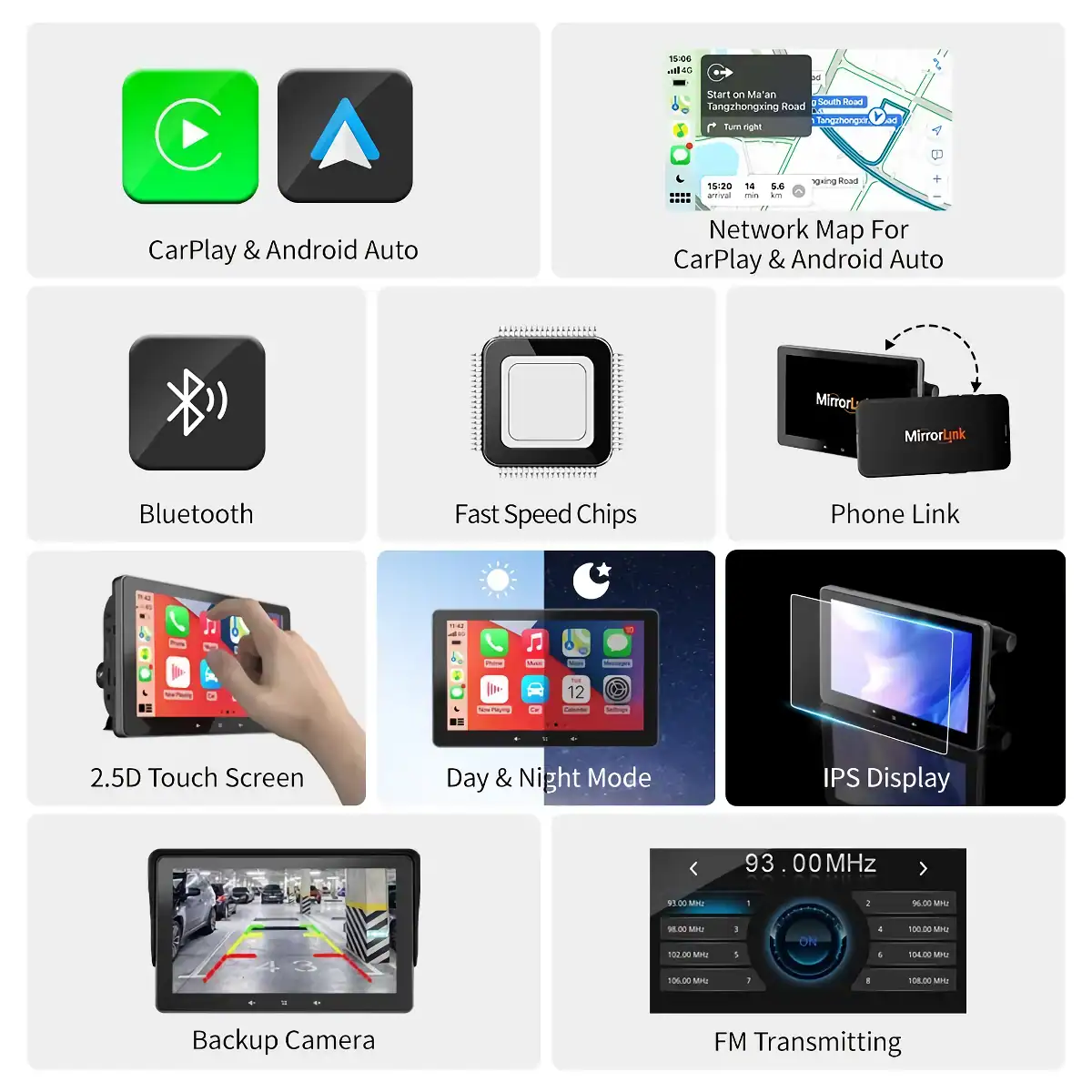 Universal 7" Touch Screen Multimedia Video Player with Wireless CarPlay & Android Auto - Image 5