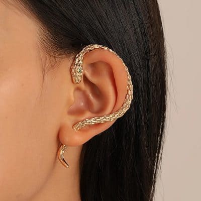 Alternative view of Snake Shape Zircon Clip Earrings