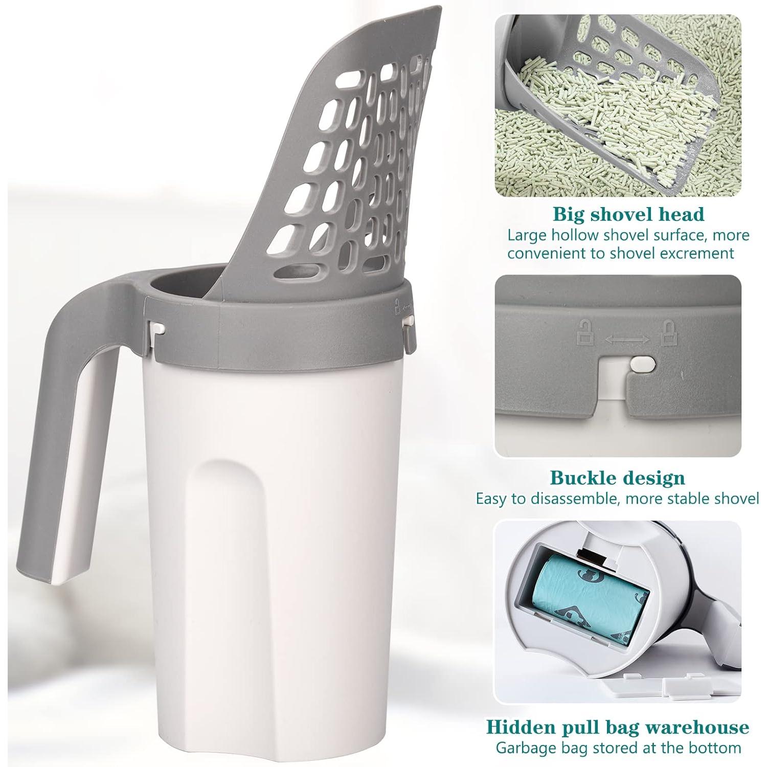 Multi-Functional Cat Litter Scoop with Integrated Waste Container and Refill Bags - Image 3