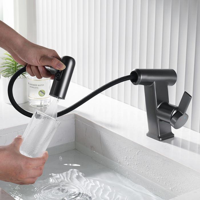 Grey Multifunctional Pull Out Basin Faucet - Image 3