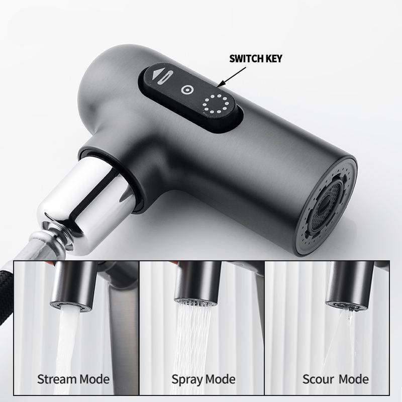 Grey Multifunctional Pull Out Basin Faucet - Image 6