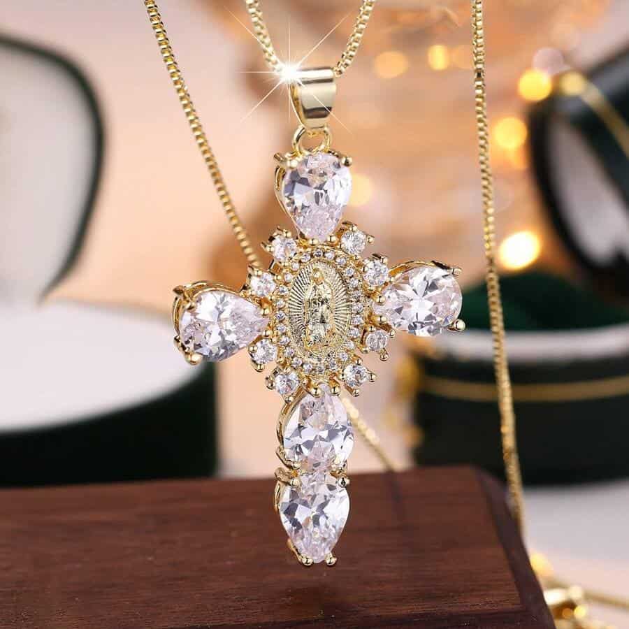Zircon Cross Pendant Necklace - Image 6