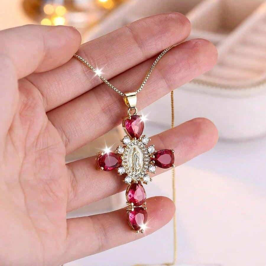 Zircon Cross Pendant Necklace - Image 3
