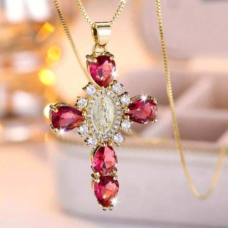 Zircon Cross Pendant Necklace