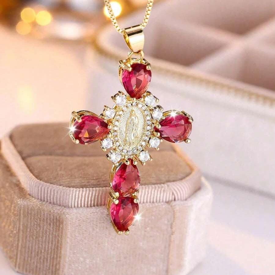 Zircon Cross Pendant Necklace - Image 4