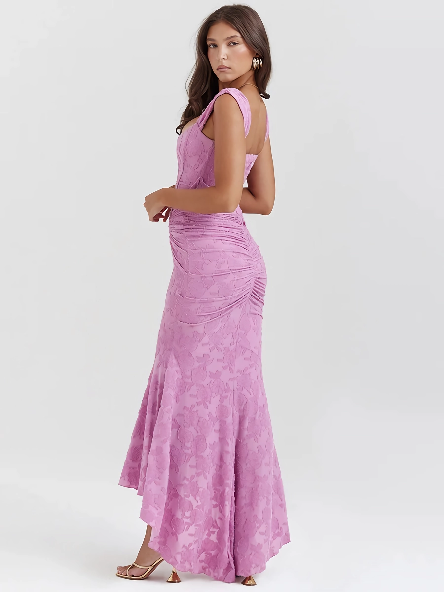 Elegant Ruffled Evening Maxi Dress with Zipper Detail - Image 15