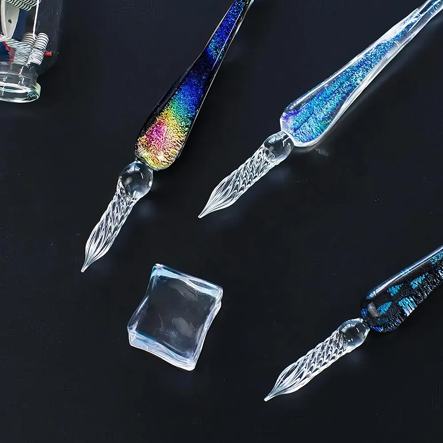 Rainbow Crystal Glass Dip Pen Watercolor Set - Creative Art Stationery Gift - Image 6