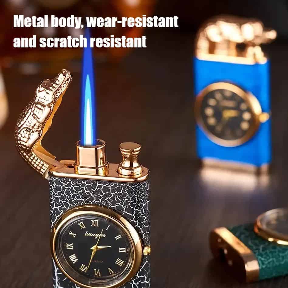 Dual Flame Metal Lighter with Crocodile Head Design - Image 5