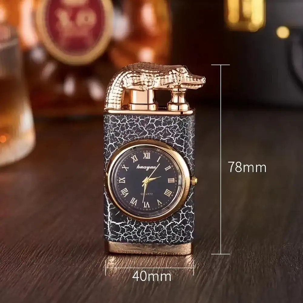 Dual Flame Metal Lighter with Crocodile Head Design - Image 8