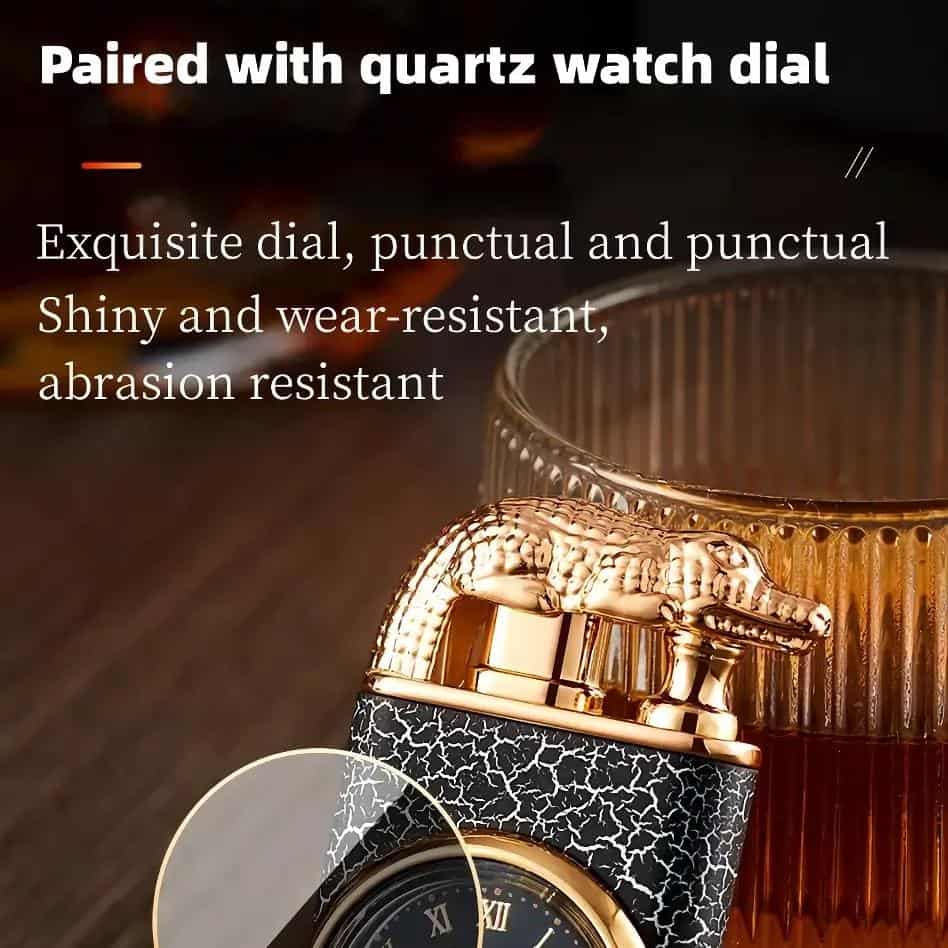 Dual Flame Metal Lighter with Crocodile Head Design - Image 4