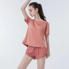 Stylish women's loungewear set featuring a comfortable pink top and matching shorts, perfect for relaxation and casual wear. Shop Monalisa Medical for high-quality, fashionable sleepwear and leisurewear accessories.