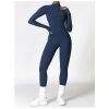 High-quality navy blue athletic jumpsuit with a fitted design, full-length sleeves, and a front zipper, perfect for workout or casual wear.
