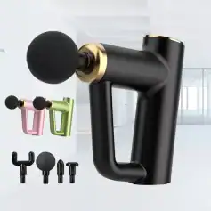 Portable massage gun with ergonomic design, ideal for muscle relief. Perfect for home and professional use, promoting recovery, reducing muscle tension, and enhancing wellness.