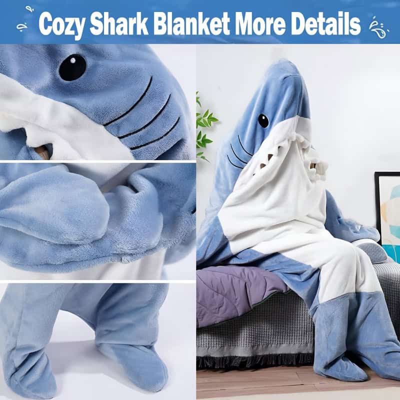 Soft, plush shark-themed blanket for kids and adults. Perfect for cozying up on cold days, offering warmth and comfort with fun ocean shark design. Ideal for home, sleep, or relaxation.