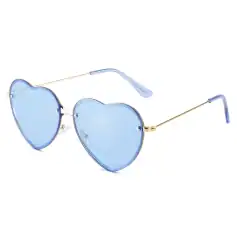Stylish blue-tinted heart-shaped sunglasses with gold accents, perfect for fashion-forward individuals seeking trendy optical accessories from Monalisa Medical.