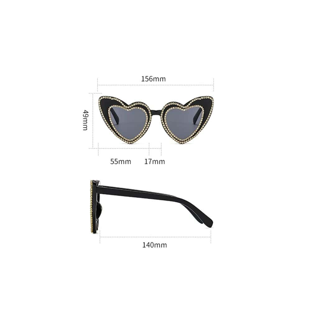 Rhinestone Heart-Shaped Cat Eye Sunglasses - Image 7