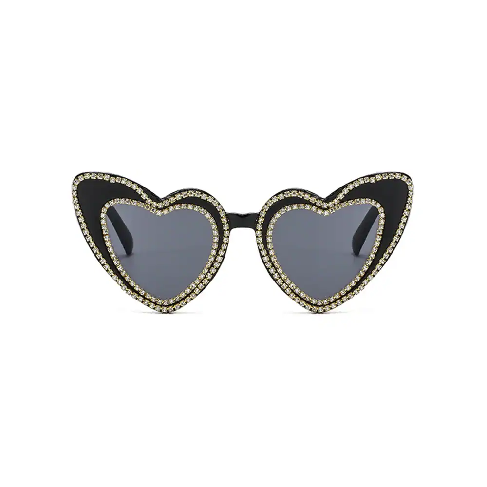 Rhinestone Heart-Shaped Cat Eye Sunglasses - Image 4