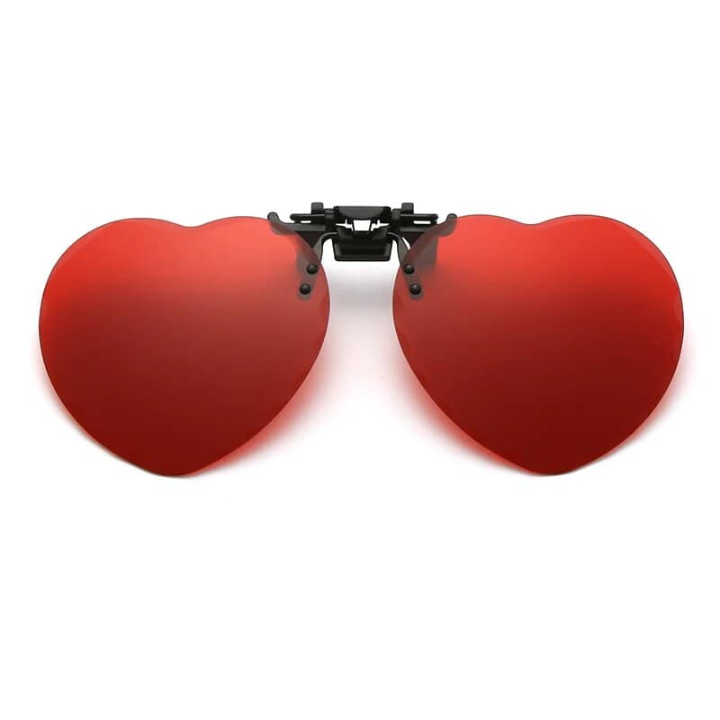 Fashionable heart-shaped sunglasses with red mirrored lenses, ideal for stylish sun protection and outdoor wear. Popular from Monalisa Store, these sunglasses add a fun, fashionable touch to any outfit.