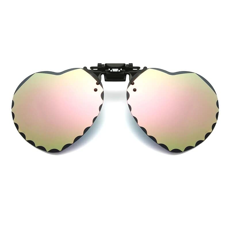 Stylish mirrored sunglasses with heart-shaped lenses for women and men, perfect for UV protection and fashion statements. High-quality, trendy eyewear available at Monalisa Store.
