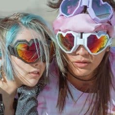 Stylish colorful heart-shaped sunglasses for trendy fashion and outdoor activities. Perfect for UV protection and making a bold fashion statement.
