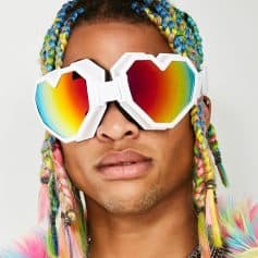 High-quality rainbow-colored mirrored sunglasses for stylish sun protection. Perfect for fashion-forward individuals seeking trendy, colorful eyewear.