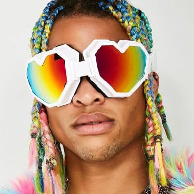 High-quality rainbow-colored mirrored sunglasses for stylish sun protection. Perfect for fashion-forward individuals seeking trendy, colorful eyewear.
