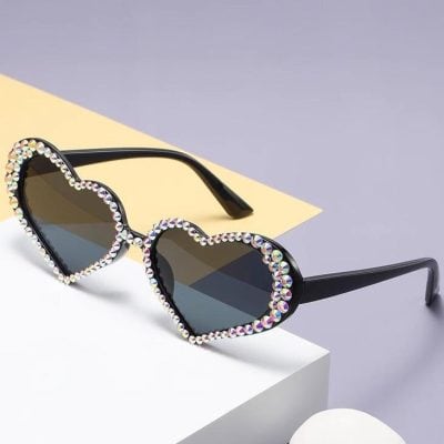Alternative view of Luxury Heart-Shaped Rhinestone Sunglasses for Women