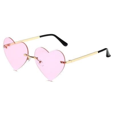 Fashionable pink heart-shaped sunglasses for women, trendy eyewear accessory for stylish outings, perfect for summer and festival looks.