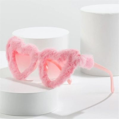 Alternative view of Chic Retro Heart-Shaped Plush Sunglasses