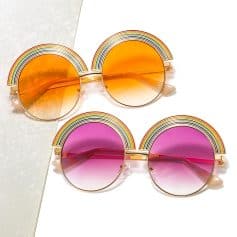 Colorful rainbow frame with mirrored lenses for premium eye protection and stylish fashion. Perfect for adults and kids seeking trendy, UV-protected sunglasses.