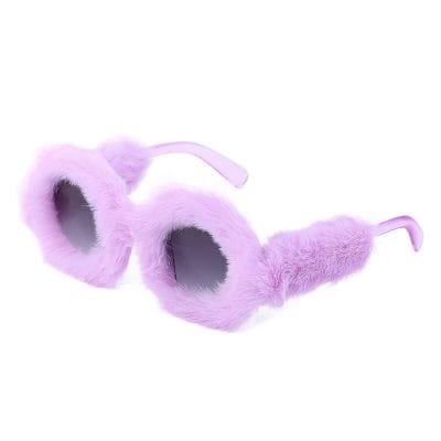 Colorful, plush fuzzy glasses ideal for costume accessories, parties, and cosplay.