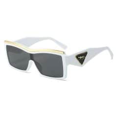 Stylish white and black sunglasses with gold accents, perfect for fashion-forward eyewear lovers. UV protection and high-quality materials ensure both style and comfort.