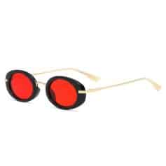 Fashion sunglasses with red lenses and sleek black frames, perfect for style and UV protection. Ideal accessory for any outfit, suitable for everyday wear or special occasions.