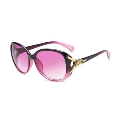 Stylish pink-gradient sunglasses featuring black and pink frames with gold accents, perfect for UV protection and fashion. Ideal for women seeking trendy accessories from Monalisa Medical.