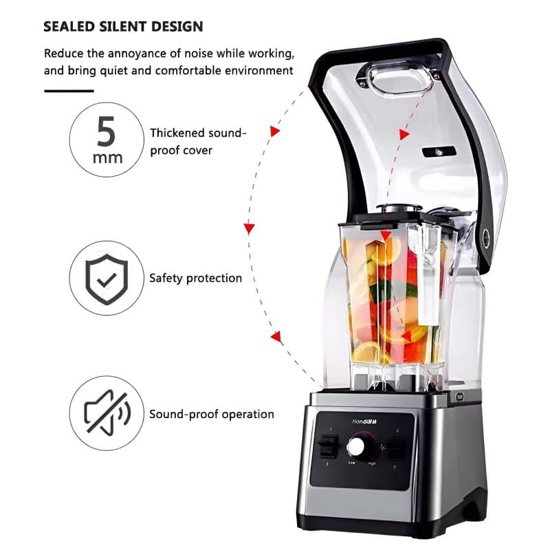 High-speed blender with noise reduction, safety features, and sound-proof design for healthy smoothies and beverages at Monalisa Medical.